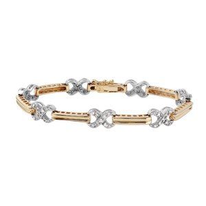 14KT Two Tone Gold Diamond Tennis Bracelet Length 7